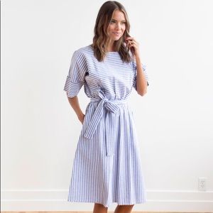 Seersucker Dress with Sleeves